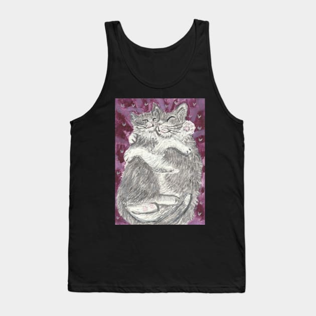 Gray cat snuggles Tank Top by SamsArtworks